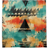 aztecパターモダンン固有スタイリッシュ シャワーカーテン (正面)