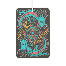 Aztec Axolotl Xolotl gods fight pink blue vintage カーエアーフレッシュナー