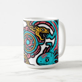 Aztec Axolotl Xolotl gods fight pink blue vintage コーヒーマグカップ