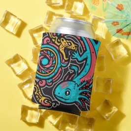 Aztec Axolotl Xolotl gods fight pink blue vintage 缶クーラー