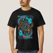 Aztec Axolotl Xolotl gods fight pink blue vintage