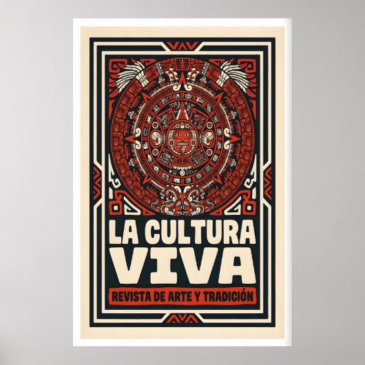 Aztec Culture Wall Art - Bold Red and Black ポスター (正面)
