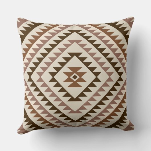 Aztec Diamond Motif Design Browns+Cream クッション (裏面)