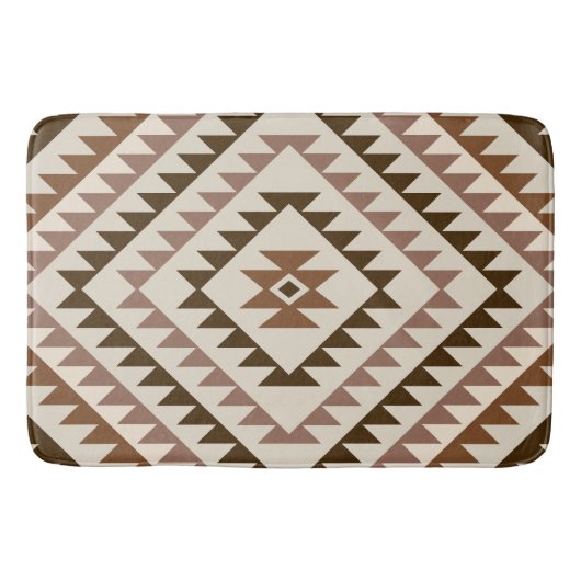 Aztec Diamond Motif Design Browns+Cream バスマット (正面)