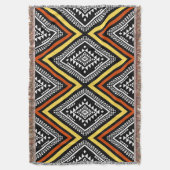 Aztec Geometric Boho Throw Blanket スローブランケット (正面縦)