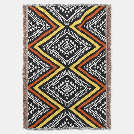 Aztec Geometric Boho Throw Blanket スローブランケット (正面縦)