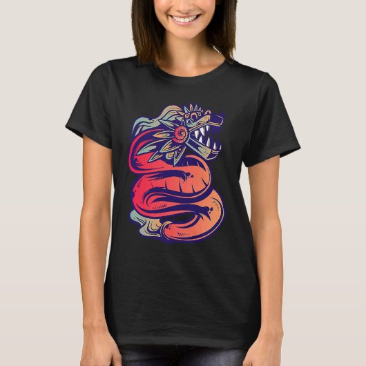 Aztec God Quetzalcoatl Cool Snake Dragon Inca Maya Tシャツ (正面)