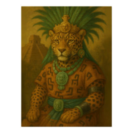 Aztec Jaguar Warrior Divine Pre-Hispanic Portrait ポスター