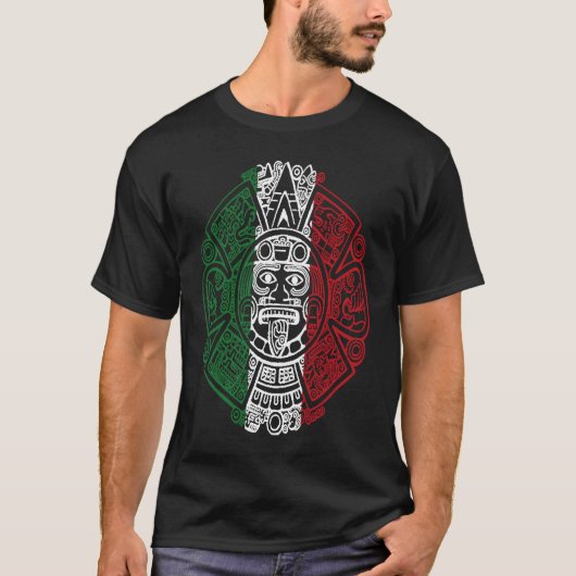 Aztec Mexican Flag Calendar Chicano Tシャツ (正面)