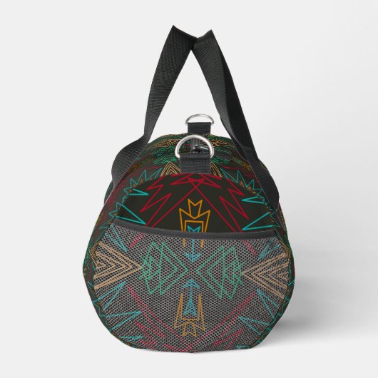 Aztec Native American Geometric Lined Pattern Art ダッフルバッグ (右)
