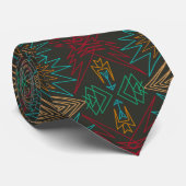 Aztec Native American Geometric Lined Pattern Art ネクタイ (ロール)