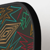 Aztec Native American Geometric Lined Pattern Art ピックルボールラケット (左詳細)