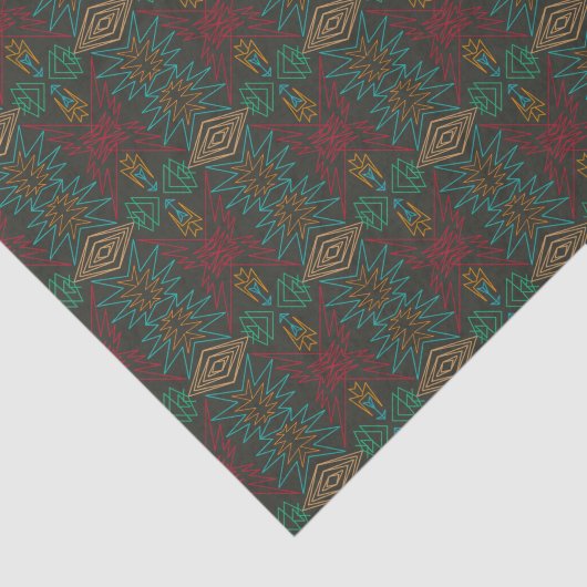 Aztec Native American Geometric Lined Pattern Art 薄葉紙 (詳細)