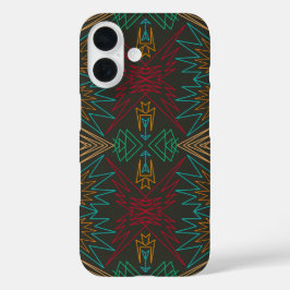 Aztec Native American Geometric Lined Pattern Art iPhone 16ケース