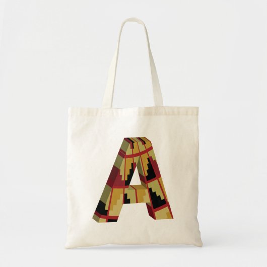 Aztec Navajo Pattern Letter A トートバッグ (正面)