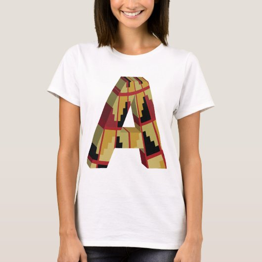 Aztec Navajo Pattern Letter A Tシャツ (正面)