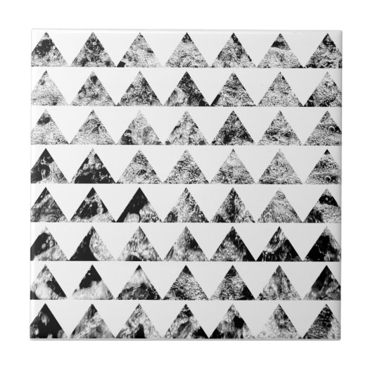 Aztec Print Zwart Wit Black White タイル (正面)