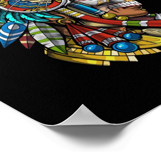 Aztec Skull Jaguar Warrior Mask Ancient Mayan ポスター (角)