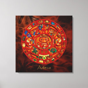 AZTECA to Mayan - Sun Calendar アステカ Artプリント キャンバスプリント
