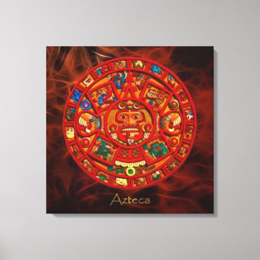 AZTECA to Mayan - Sun Calendar アステカ Artプリント キャンバスプリント (正面)