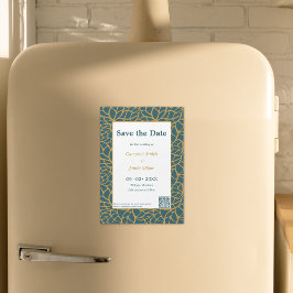 Aztekのエレガント金ゴールド葉のアウトラインの保存 マグネット招待状