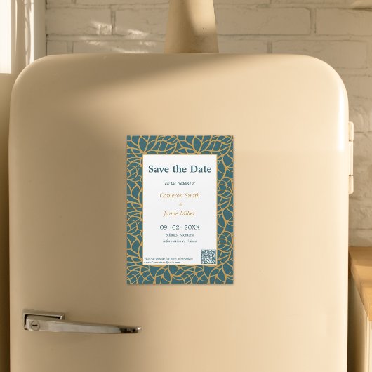 Aztekのエレガント金ゴールド葉のアウトラインの保存 マグネット招待状