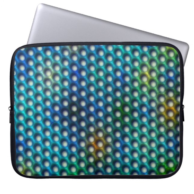 azul esverdeada com com com com circulos que parec ラップトップスリーブ (正面)