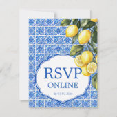 🌈 Azul & Limone Romance オンラインRSVP + QRコード 出欠カード (正面)