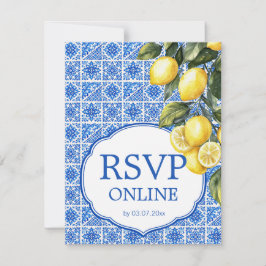🌈 Azul & Limone Romance オンラインRSVP + QRコード 出欠カード