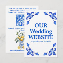 💙🍋 Azul & Limone Romance QR ウェディング ウェブサイト エンクロージャーカード