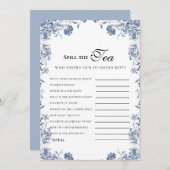  azul presupuesto Bridgerton Bridal Shower Game 招待状 (正面/裏面)