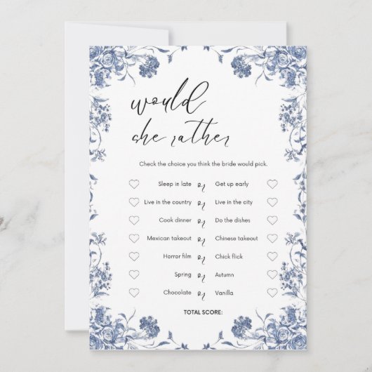  azul presupuesto Bridgerton Bridal Shower Game 招待状 (正面)