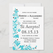 Azul Y Blanco Invitacion de Boda enのespañol 招待状 (正面)