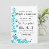 Azul Y Blanco Invitacion de Boda enのespañol 招待状 (スタンド正面)