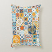 Azulejoポルトガル数々のタイル： – カラーヴィンテージ アクセントクッション (正面(垂直))