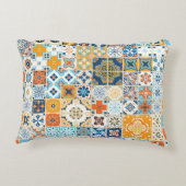 Azulejoポルトガル数々のタイル： – カラーヴィンテージ アクセントクッション (裏面)