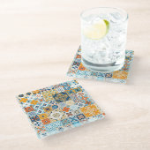 Azulejoポルトガル数々のタイル: – カラーヴィンテージ ガラスコースター (アングル)