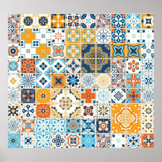 Azulejoポルトガル数々のタイル： – カラーヴィンテージ ポスター (正面)