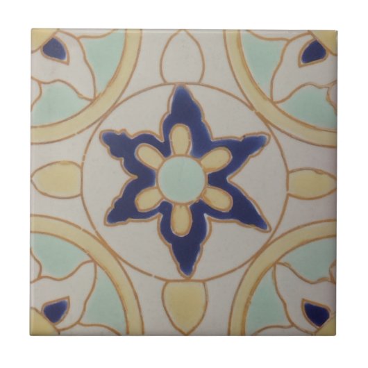 Azulejoポルトガル語タイル – ヴィンテージブルー4x4 タイル (正面)