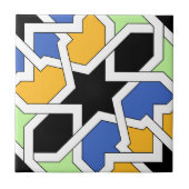 Azulejo 02 de geometría morisca azul y negro en タイル (正面)