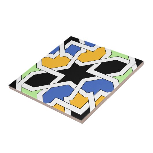 Azulejo 02 de geometría morisca azul y negro en タイル (側面)