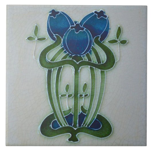 Azulejo Art Nouveau Ceramic Fireplace Wall Tile タイル (正面)
