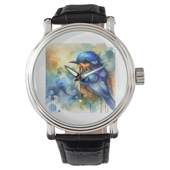Azulejo bird 230924AREF144 - Watercolor 腕時計 (正面)