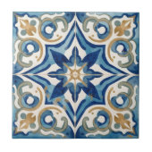 Azulejo blue and beige mosaic vintage bulk タイル (正面)