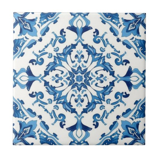 Azulejo blue and white mosaic vintage bulk タイル (正面)