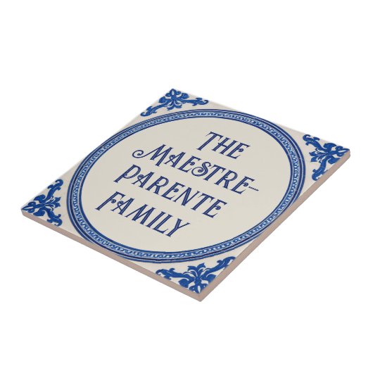 Azulejo Blue Custom House Name Plate Plaque Sign  タイル (側面)
