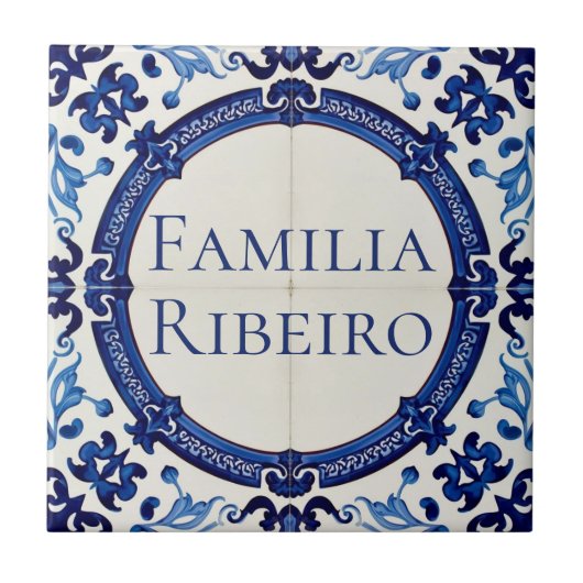 Azulejo Blue Custom House Name Plate Plaque Sign  タイル (正面)