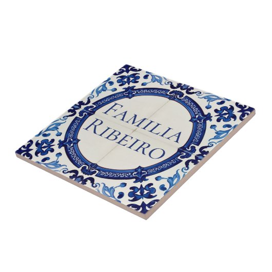 Azulejo Blue Custom House Name Plate Plaque Sign  タイル (側面)