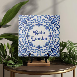 Azulejo Blue Custom House Name Plate Plaque Sign  タイル