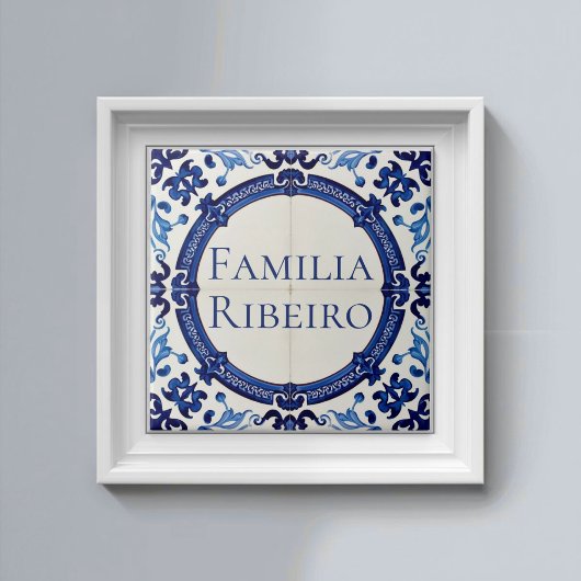 Azulejo Blue Custom House Name Plate Plaque Sign  タイル